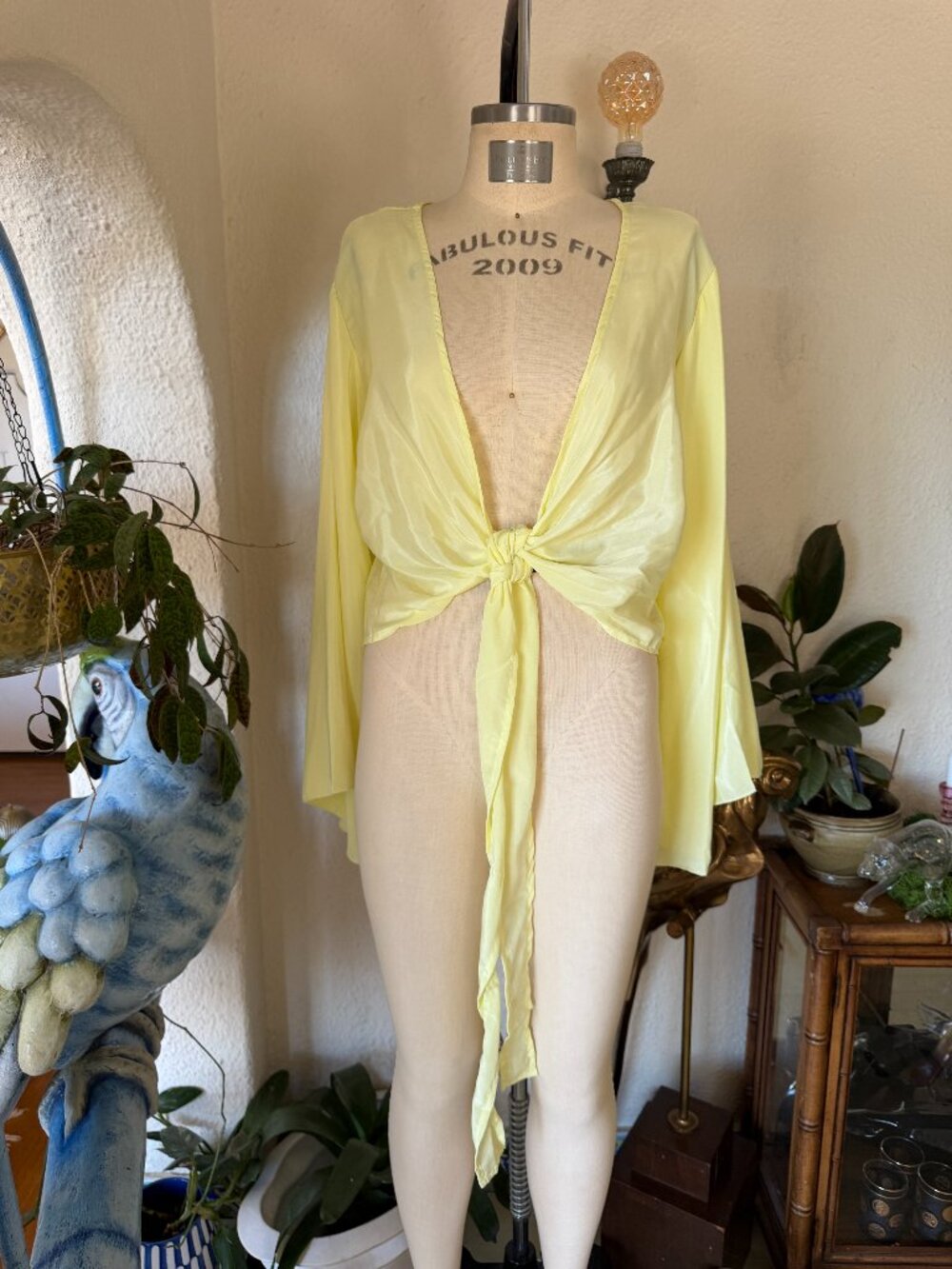 Vintage Handmade Silk Bell Sleeve Top VTG